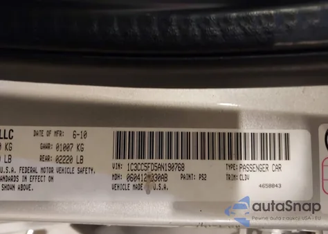 2010 Chrysler Sebring Limited z USA, uszkodzony, nr VIN 1C3CC5FD5AN190768